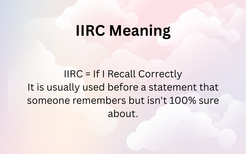 IIRC Meaning